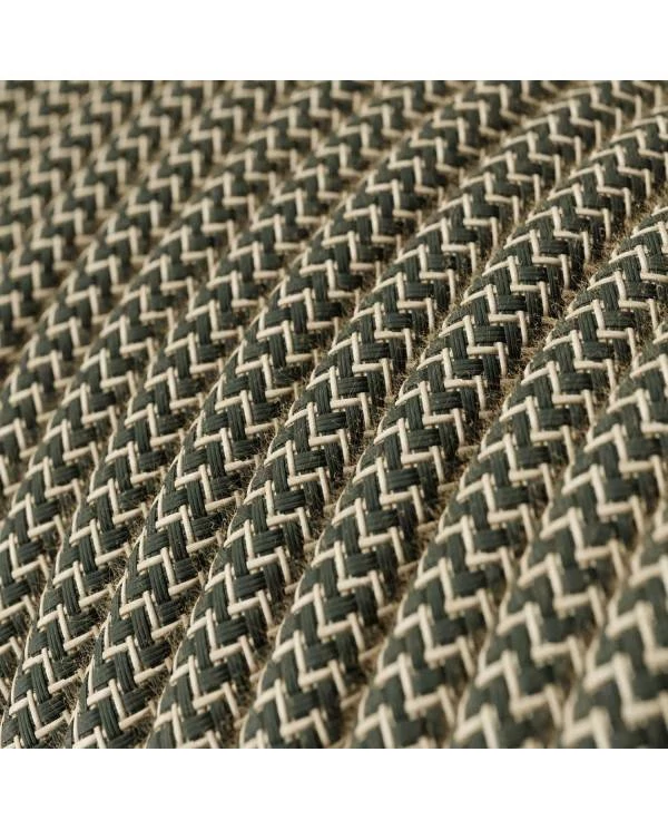 Textilkabel, anthrazitgrau-beige, Zick-Zack - Das Original von Creative-Cables - RD74 rund 2x0,75mm / 3x0,75mm