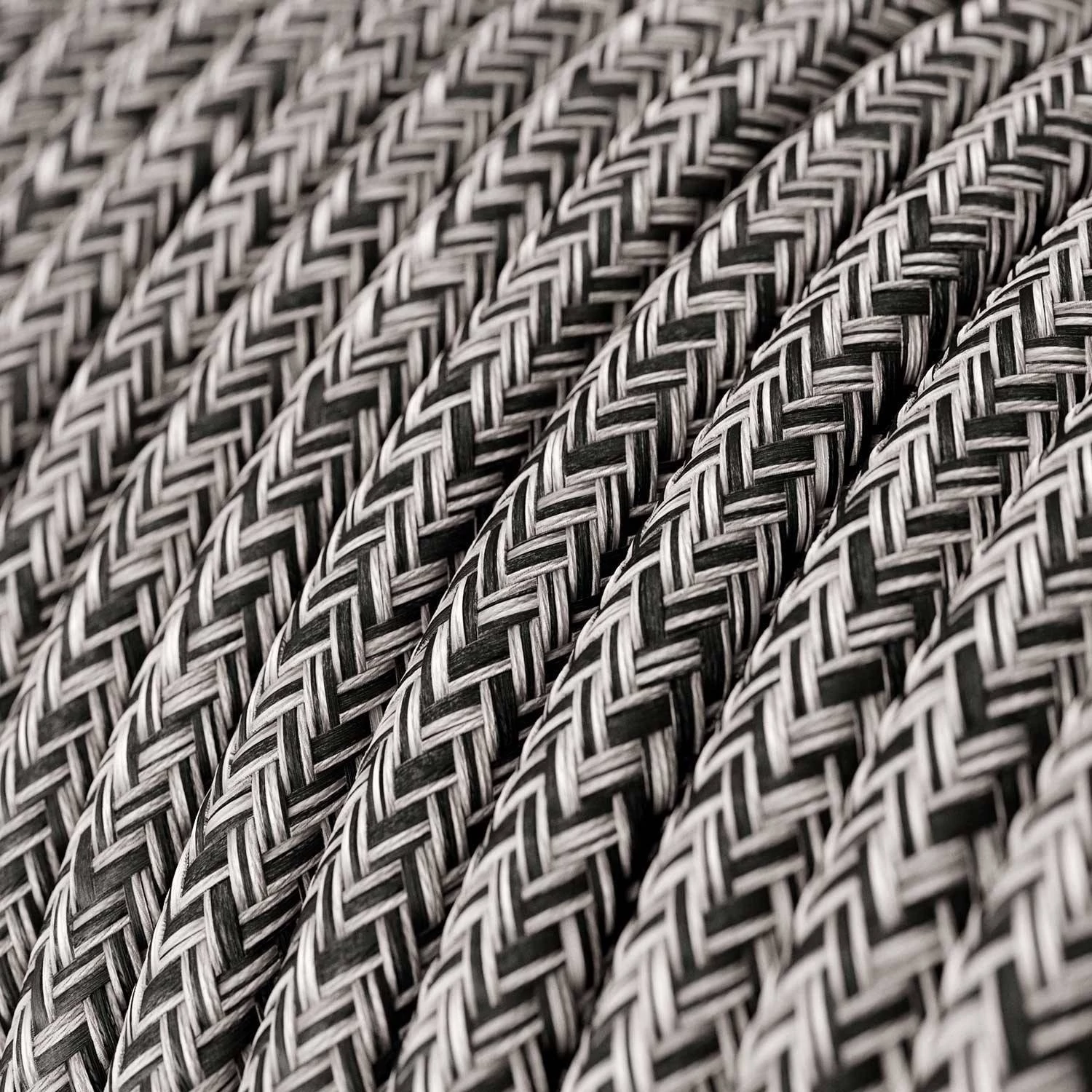 Textilkabel, Schwarz Onyx Tweed mit Glitzer-Effekt, Zick-Zack - Das Original von Creative-Cables - RS81 rund 2x0.75mm / 3x0.75mm