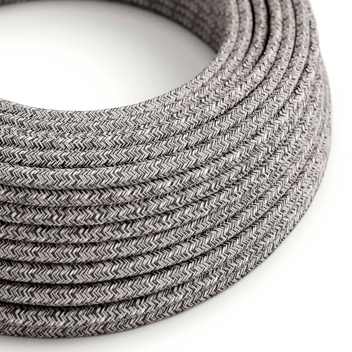 Textilkabel, Schwarz Onyx Tweed mit Glitzer-Effekt, Zick-Zack - Das Original von Creative-Cables - RS81 rund 2x0.75mm / 3x0.75mm