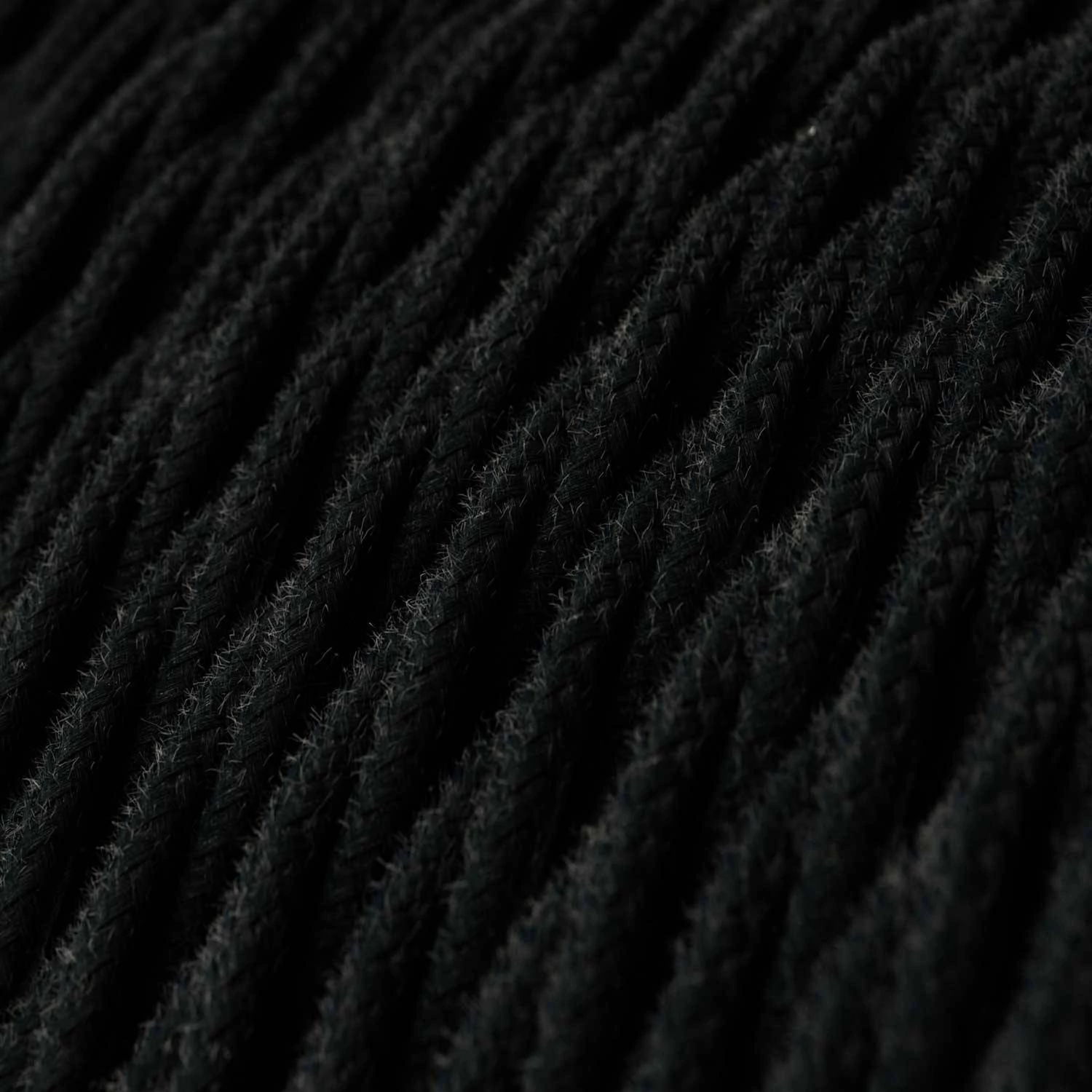 Textilkabel, kohlenschwarz, aus Baumwolle - Das Original von Creative-Cables - TC04 geflochten 2x0.75mm / 3x0.75mm