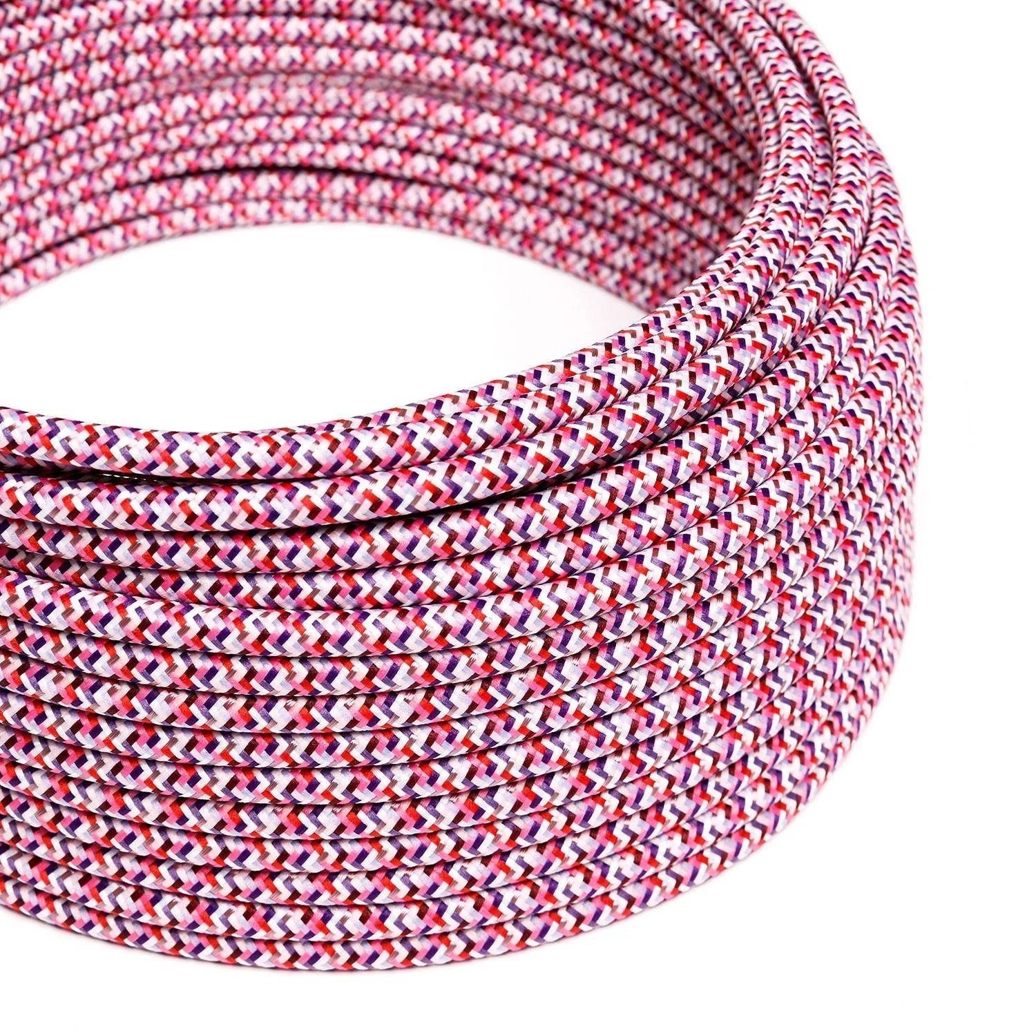 Textilkabel, fuchsienrosa-bunt gemustert glänzend, Pixel - Das Original von Creative-Cables - RX00 rund 2x0.75mm / 3x0.75mm