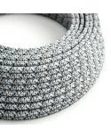 Textilkabel, eisgrau-bunt gemustert glänzend, Pixel - Das Original von Creative-Cables - RX04 rund 2x0,75mm / 3x0,75mm