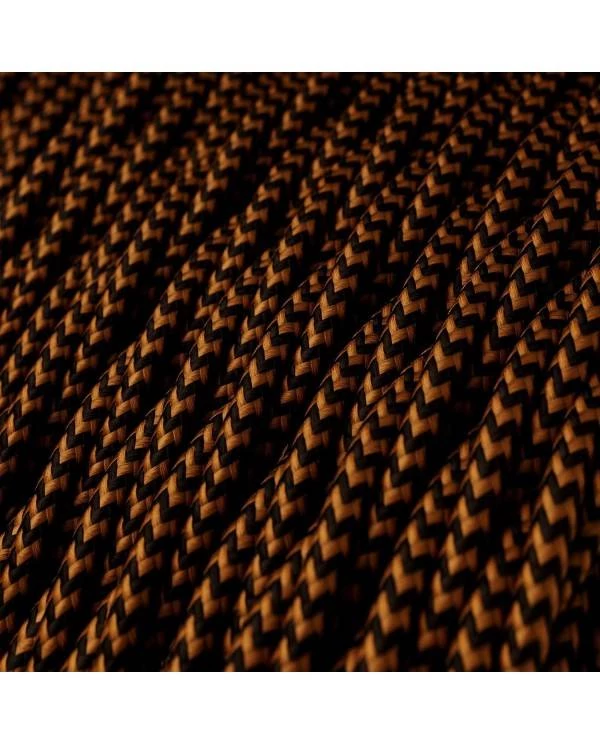Textilkabel, whiskeyfarben-schwarz glänzend, Zick-Zack - Das Original von Creative-Cables - TZ22 geflochten 2x0.75mm / 3x0.75mm