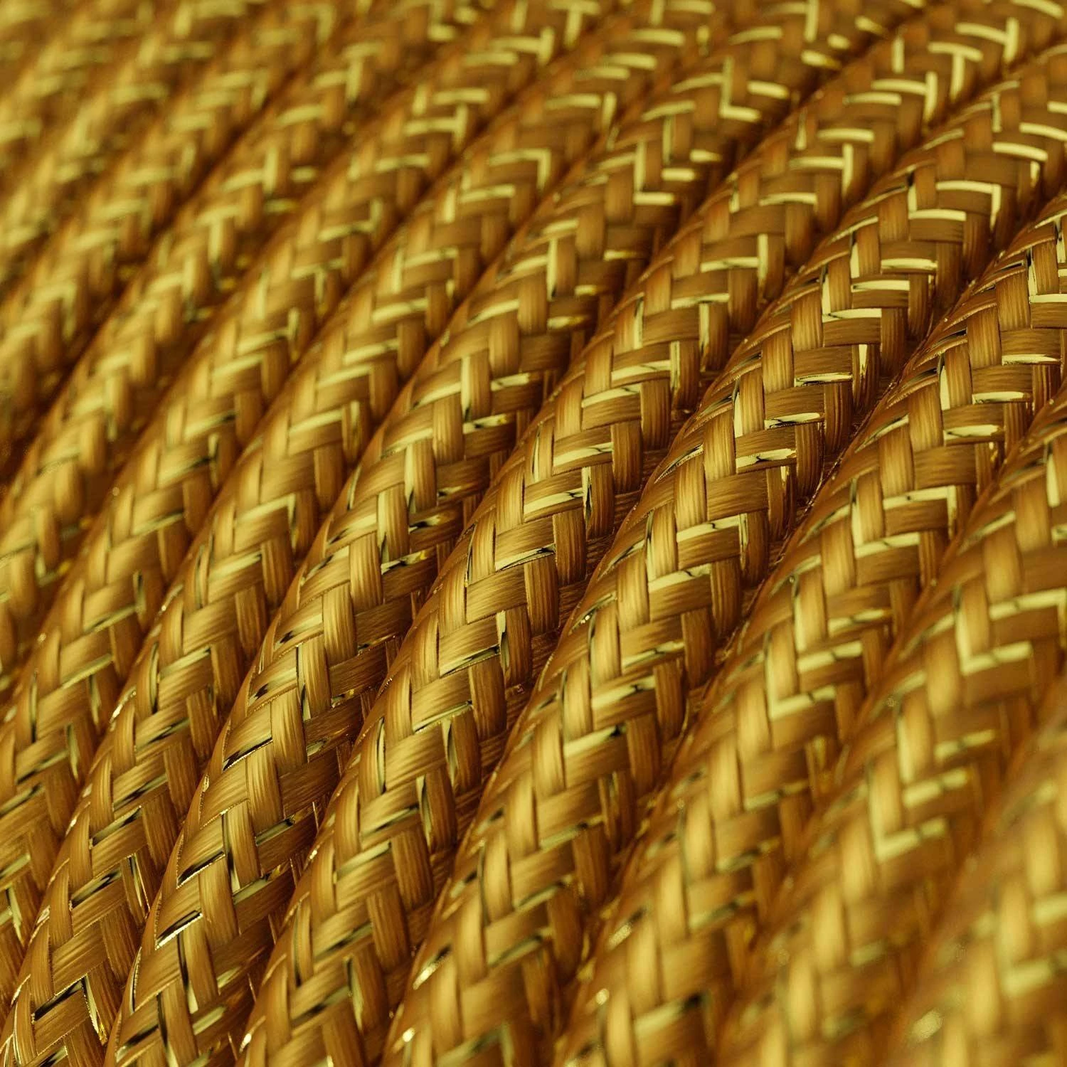 Textilkabel, goldfarben glänzend, mit Glitzer-Effekt - Das Original von Creative-Cables - RL05 rund 2x0,75mm / 3x0,75mm