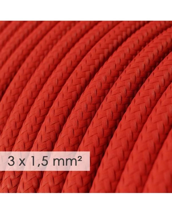 Textilkabel rund mit breitem Querschnitt 3x1,50 - Seideneffekt Rot RM09