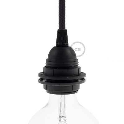 Kit thermoplastische E27 Lampenfassung mit Doppelklemmring für Lampenschirm - Schwarz