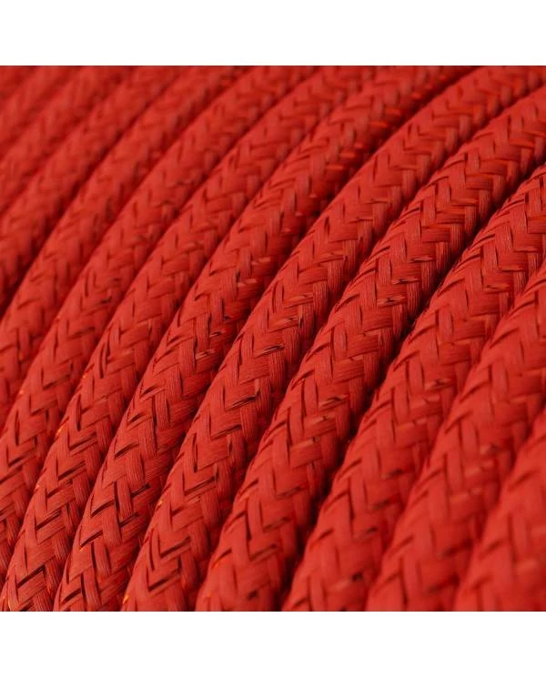 Textilkabel, feuerrot glänzend, mit Glitzer-Effekt - Das Original von Creative-Cables - RL09 rund 2x0,75mm / 3x0,75mm