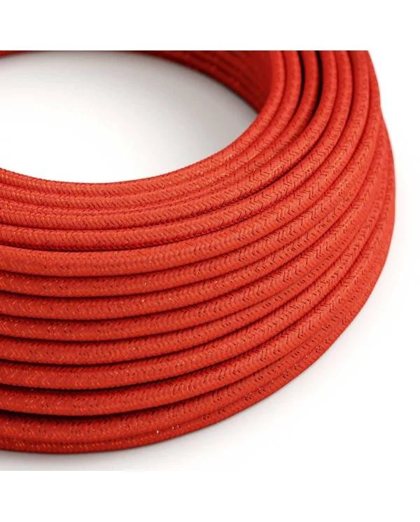 Textilkabel, feuerrot glänzend, mit Glitzer-Effekt - Das Original von Creative-Cables - RL09 rund 2x0,75mm / 3x0,75mm