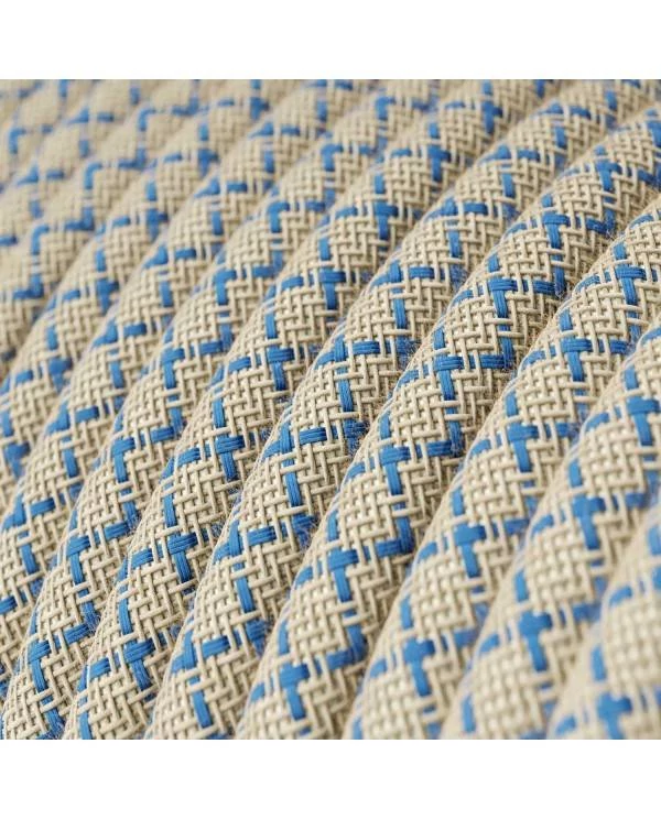 Textilkabel, stewardblau-beige, Rautenmuster - Das Original von Creative-Cables - RD65 rund 2x0.75mm / 3x0.75mm