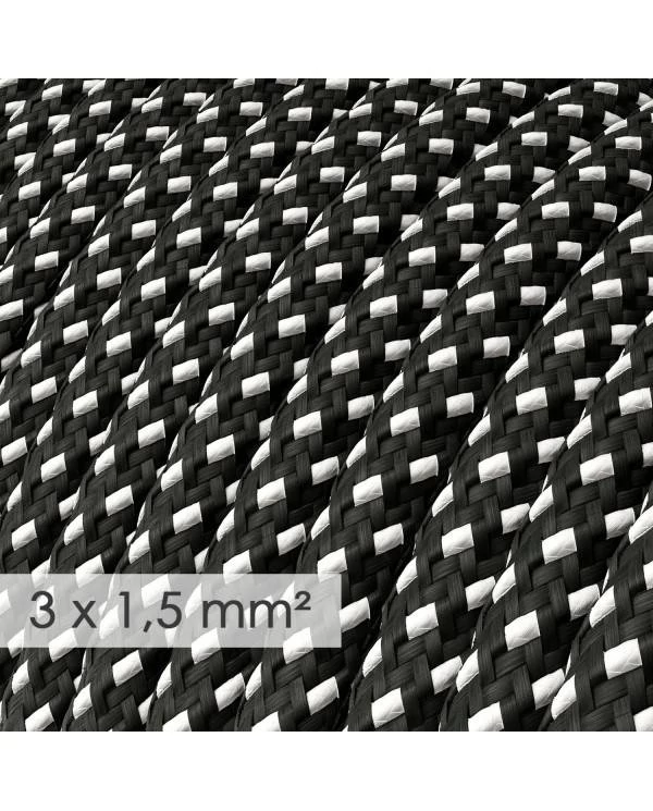 Textilkabel rund mit breitem Querschnitt 3x1,50 - Seideneffekt 3D Sternmuster-Hervorhebung RT41