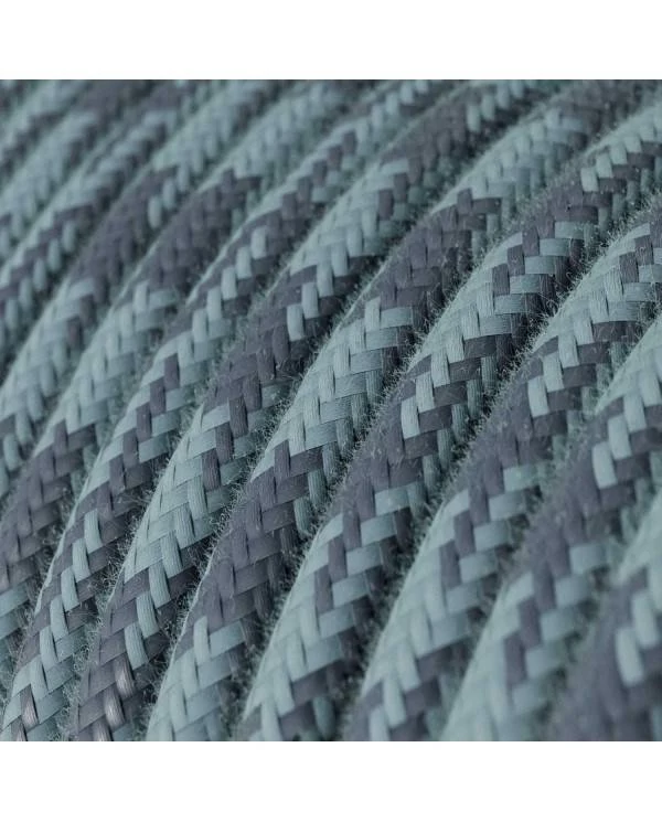 Textilkabel, grau-blau Hahnentrittmuster, aus Baumwolle - Das Original von Creative-Cables - RP25 rund 2x0.75mm / 3x0.75mm