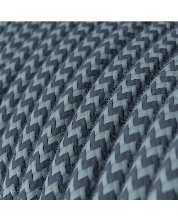 Textilkabel, steingrau-ozeanblau, aus Baumwolle - Das Original von Creative-Cables - RZ25 rund 2x0.75mm / 3x0.75mm