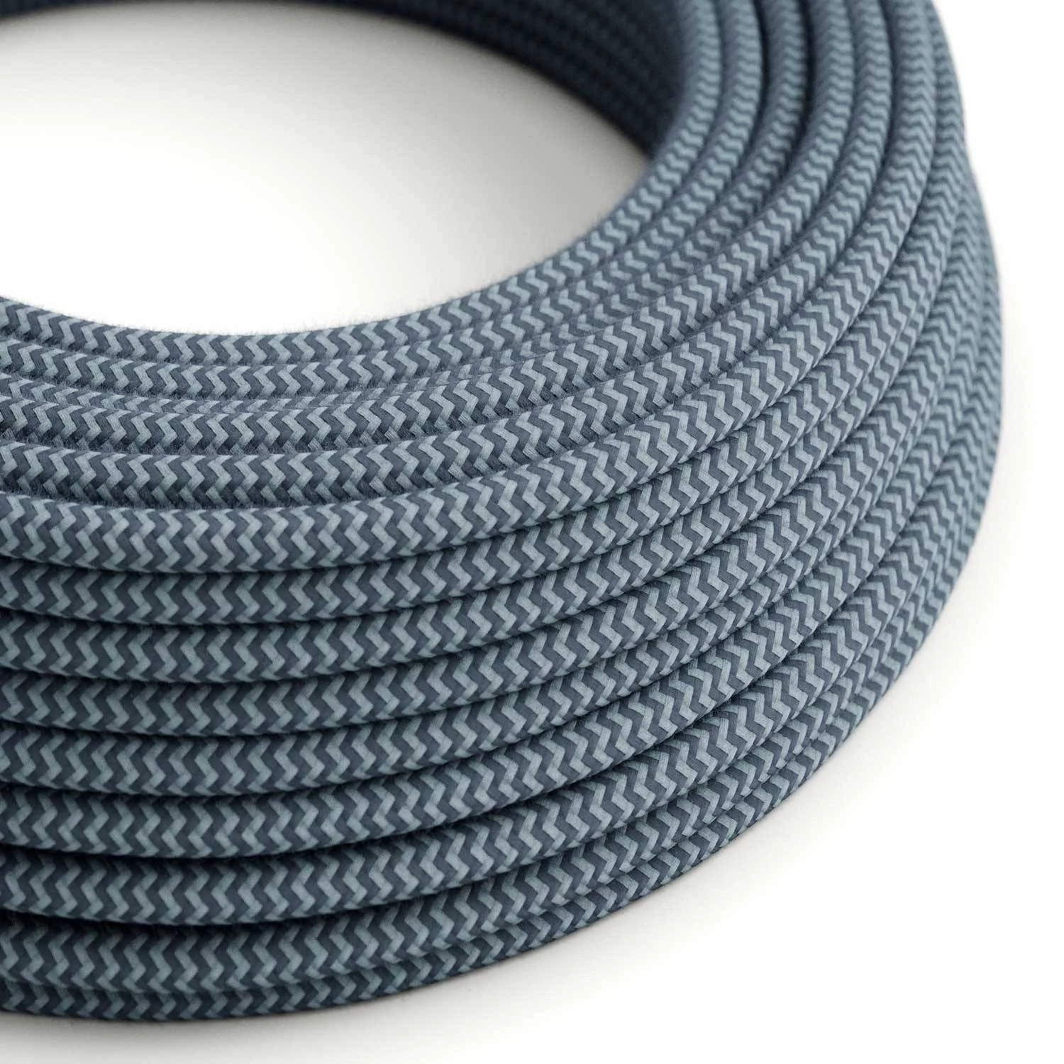 Textilkabel, steingrau-ozeanblau, aus Baumwolle - Das Original von Creative-Cables - RZ25 rund 2x0.75mm / 3x0.75mm