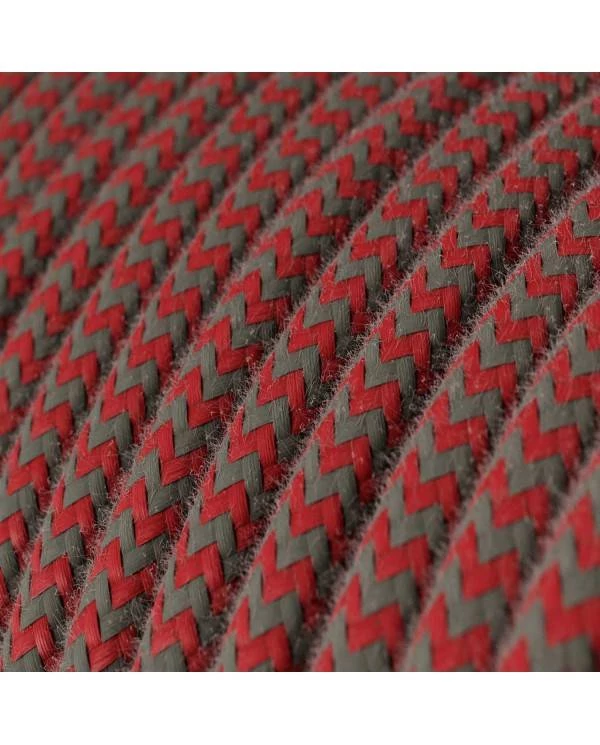 Textilkabel, feuerrot-steingrau, aus Baumwolle - Das Original von Creative-Cables - RZ28 rund 2x0.75mm / 3x0.75mm