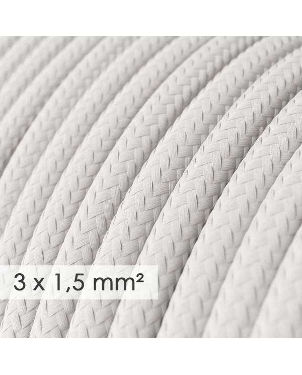 Textilkabel rund mit breitem Querschnitt 3x1,50 - Seideneffekt Weiß RM01