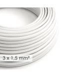 Textilkabel rund mit breitem Querschnitt 3x1,50 - Seideneffekt Weiß RM01