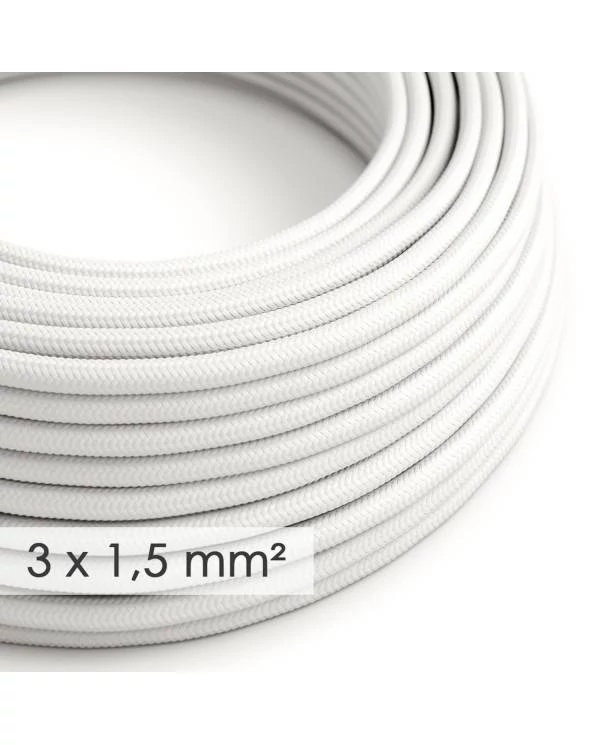 Textilkabel rund mit breitem Querschnitt 3x1,50 - Seideneffekt Weiß RM01