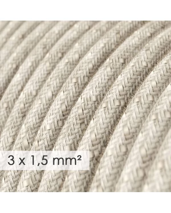 Textilkabel rund mit breitem Querschnitt 3x1,50 - Natürliches Leinen Neutral RN01