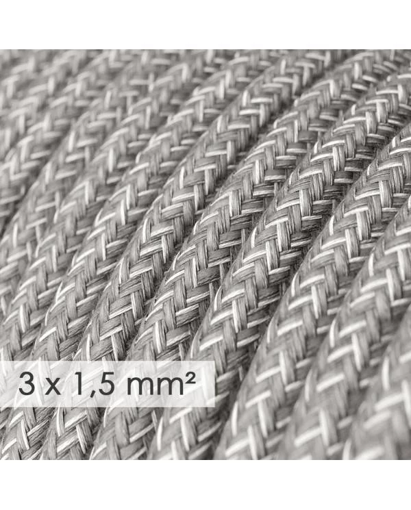 Textilkabel rund mit breitem Querschnitt 3x1,50 - Natürliches Leinen Grau RN02