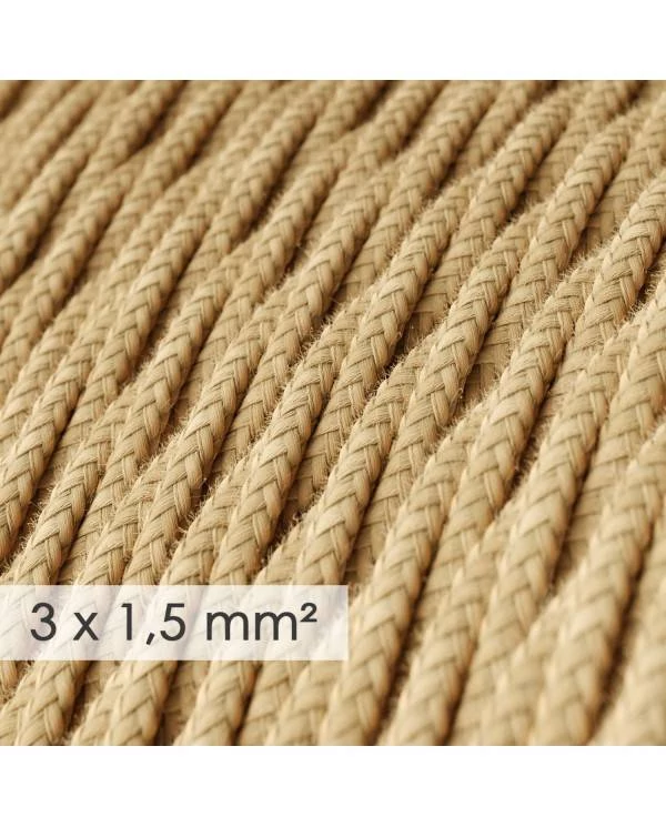 Textilkabel geflochten mit breitem Querschnitt 3x1,50 - Jutefaser TN06