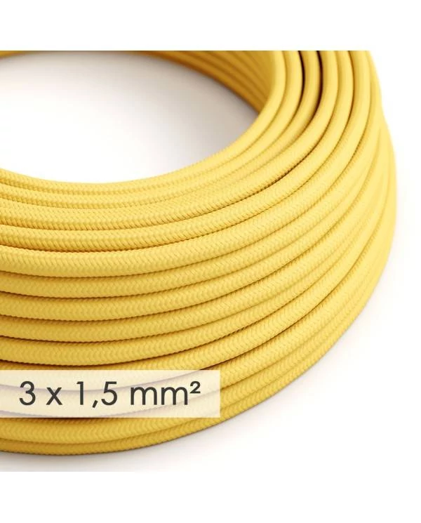 Textilkabel rund mit breitem Querschnitt 3x1,50 - Seideneffekt Gelb RM10