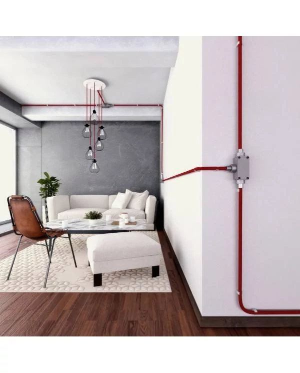 Creative-Tube, Durchmesser 20 mm, in Seideneffekt RM09 rot, mit modularer Kabelkanal