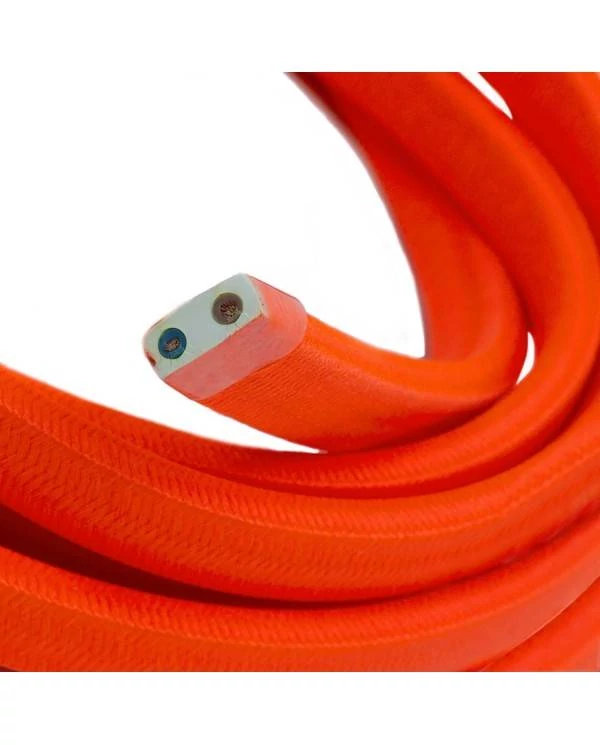 Elektrisches Kabel überzogen mit Orangem CF15 Textil für Lichterketten, Seideneffekt Einfarbig