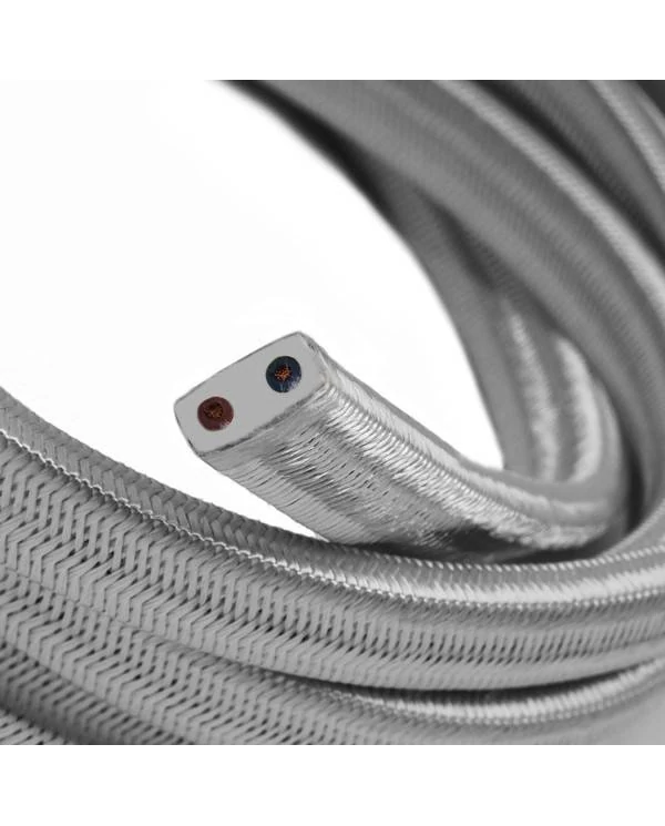 Elektrisches Kabel überzogen mit Silberem CM02 Textil für Lichterketten, Seideneffekt Einfarbig