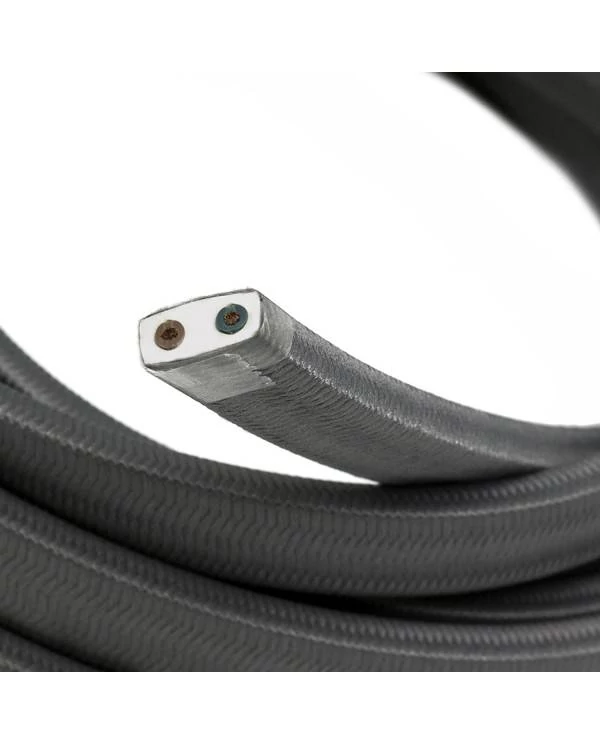 Elektrisches Kabel überzogen mit Grauem CM03 Textil für Lichterketten, Seideneffekt Einfarbig
