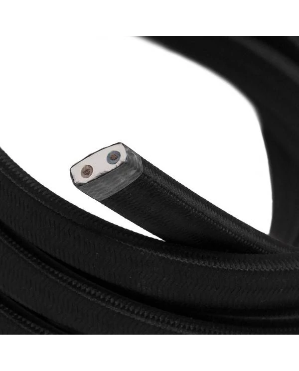 Elektrokabel für Lichterketten mit Textilummantelung in schwarz CM04, UV-beständig