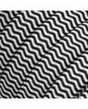 Elektrokabel überzogen mit Weiß-Schwarzem CZ04 Textil für Lichterketten, Zick-Zack