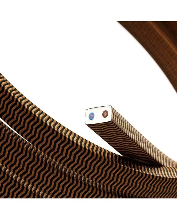 Elektrokabel überzogen mit Schwarzem-Whisky CZ22 Textil für Lichterketten, Zick-Zack