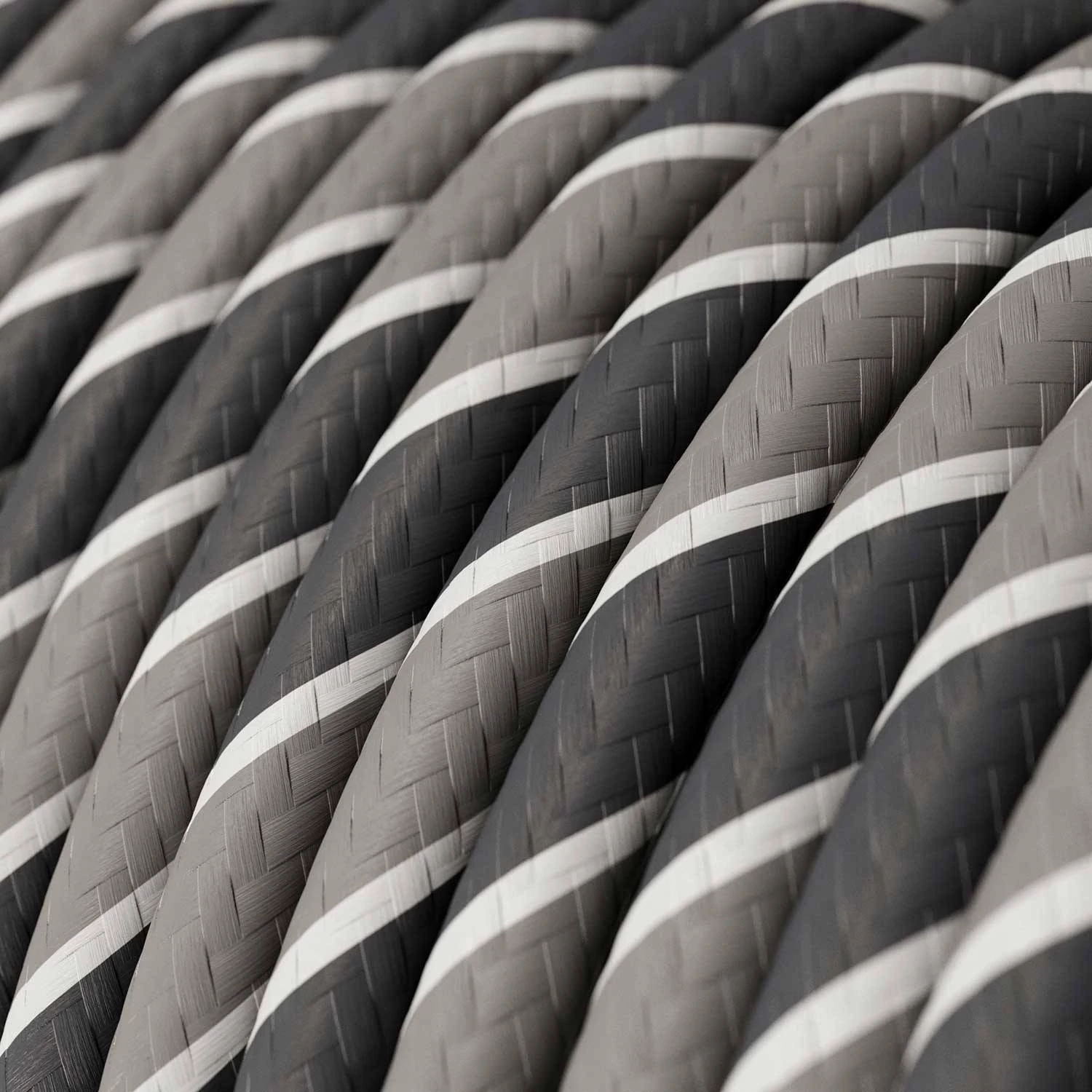 Textilkabel, Regimentsgrau glänzend Vertigo - Das Original von Creative-Cables - ERM44 rund 2x0.75mm / 3x0.75mm