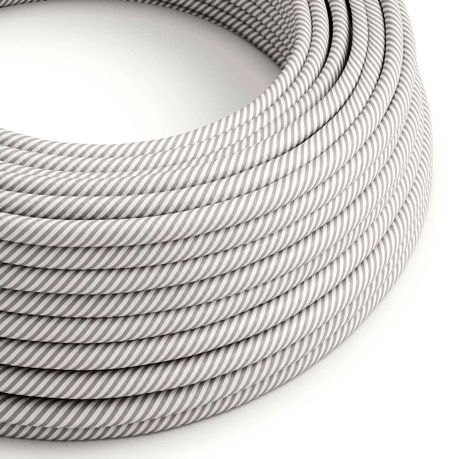 Textilkabel, aluminium-lichtweiß glänzend Vertigo - Das Original von Creative-Cables - ERM46 rund 2x0,75mm / 3x0,75mm