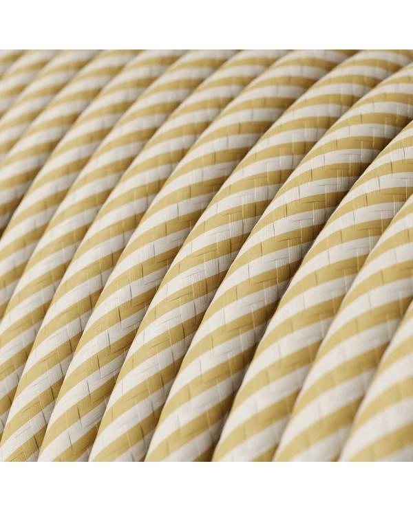 Textilkabel, cremefarben-haselnussbraun glänzend Vertigo - Das Original von Creative-Cables - ERM53 rund 2x0,75mm / 3x0,75mm
