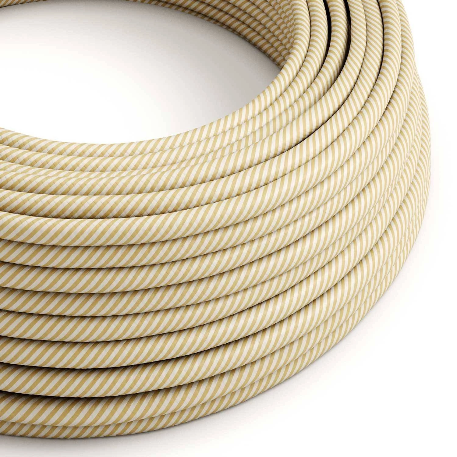 Textilkabel, cremefarben-haselnussbraun glänzend Vertigo - Das Original von Creative-Cables - ERM53 rund 2x0,75mm / 3x0,75mm