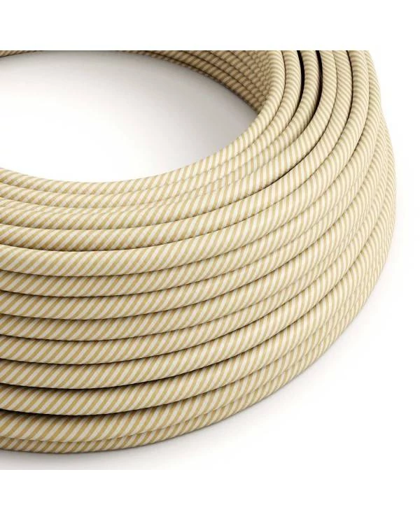 Textilkabel, cremefarben-haselnussbraun glänzend Vertigo - Das Original von Creative-Cables - ERM53 rund 2x0,75mm / 3x0,75mm