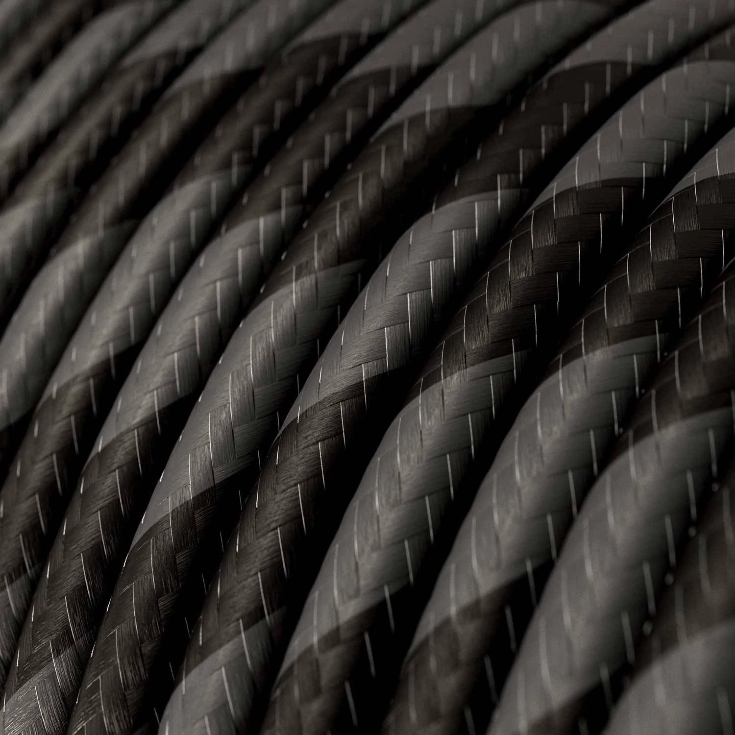 Textilkabel, graphitgrau-kohlenschwarz glänzend Vertigo - Das Original von Creative-Cables - ERM54 rund 2x0.75mm / 3x0.75mm