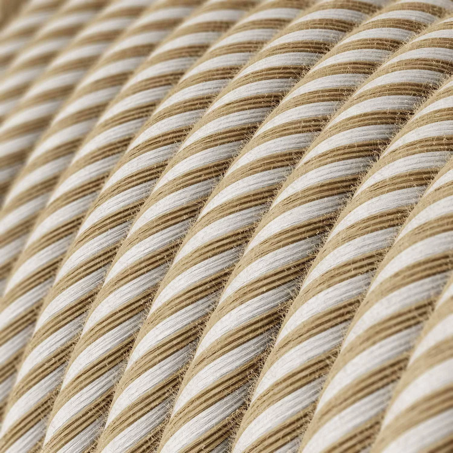 Textilkabel, natürliche Jute lichtweiß Vertigo - Das Original von Creative-Cables - ERN07 rund 2x0,75mm / 3x0,75mm