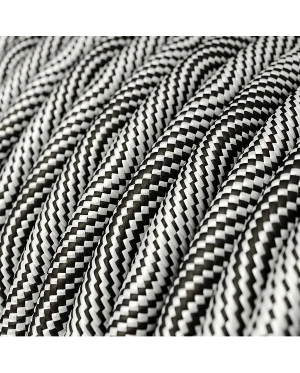 Textilkabel, Optical schwarz-silber glänzend Vertigo - Das Original von Creative-Cables - ERM64 rund 2x0.75mm / 3x0.75mm