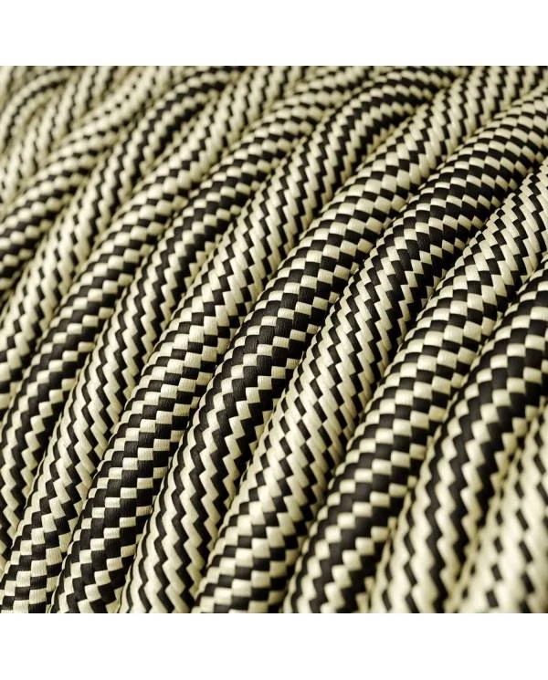 Textilkabel, Optical schwarz-gold glänzend Vertigo - Das Original von Creative-Cables - ERM65 rund 2x0.75mm / 3x0.75mm