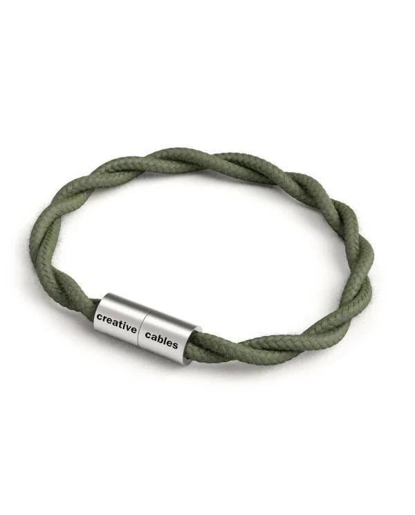 Armband mit mattsilbernem Magnetverschluss und Textilkabel TC63