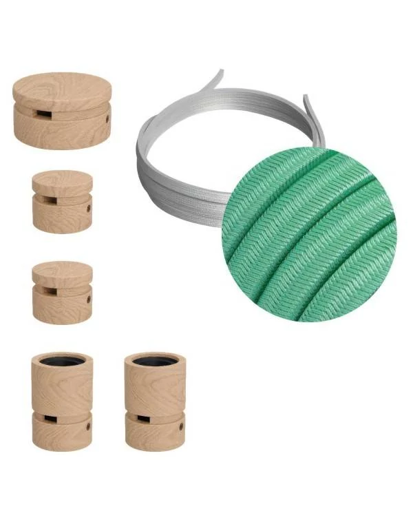 Wiggle-Kit des Filé-Systems - mit 3 m Kabel und 5 Zubehörteilen aus Holz für den Innenbereich