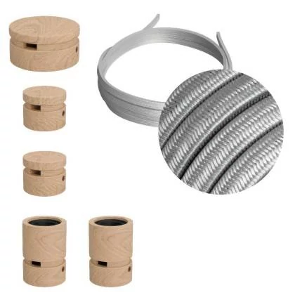 Wiggle-Kit des Filé-Systems - mit 3 m Kabel und 5 Zubehörteilen aus Holz für den Innenbereich - CM02