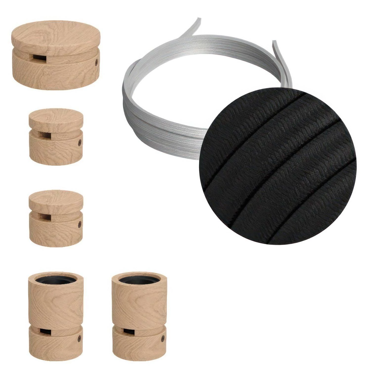 Wiggle-Kit des Filé-Systems - mit 3 m Kabel und 5 Zubehörteilen aus Holz für den Innenbereich - CM04