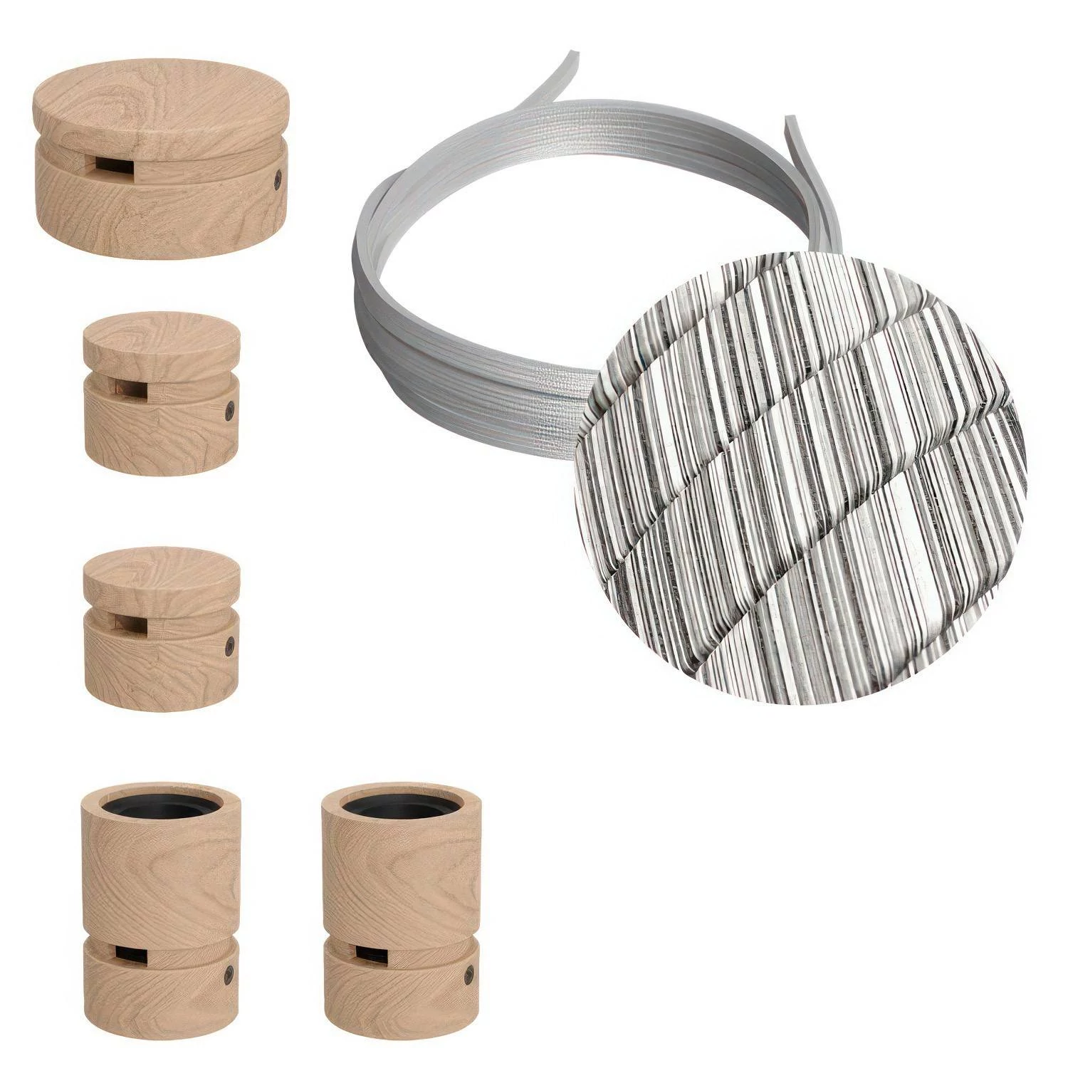 Wiggle-Kit des Filé-Systems - mit 3 m Kabel und 5 Zubehörteilen aus Holz für den Innenbereich - ECC37