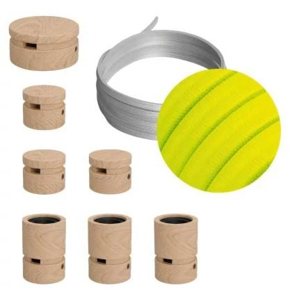 Linear-Kit des Filé-Systems - mit 5 m Kabel und 7 Zubehörteilen aus Holz für den Innenbereich - CF10