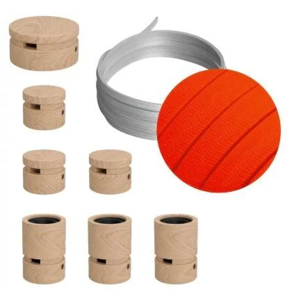 Linear-Kit des Filé-Systems - mit 5 m Kabel und 7 Zubehörteilen aus Holz für den Innenbereich - CF15