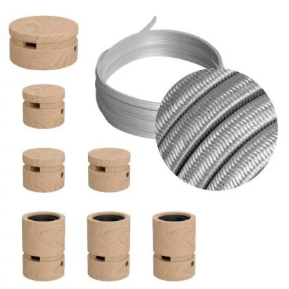 Linear-Kit des Filé-Systems - mit 5 m Kabel und 7 Zubehörteilen aus Holz für den Innenbereich - CM02