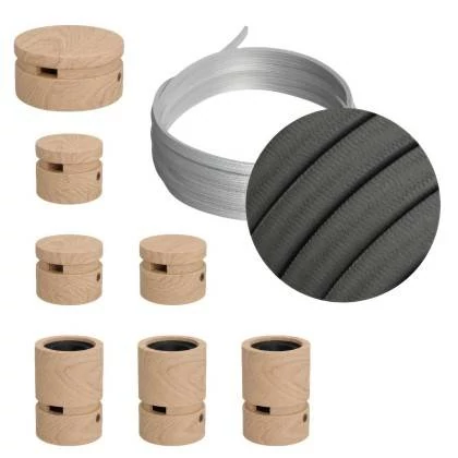 Linear-Kit des Filé-Systems - mit 5 m Kabel und 7 Zubehörteilen aus Holz für den Innenbereich - CM03